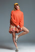 Q2 Sweater With Chimney Style Collard In Metallic Thread Orange