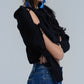 Sweater with tied ruffle sleeves in black Szua Store
