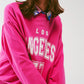 Sweatshirt with Los Angeles 77 Text in Pink - Szua Store