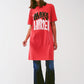 Q2 T-shirt Dress with Make It Happen Text in Red