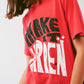T-shirt Dress with Make It Happen Text in Red - Szua Store