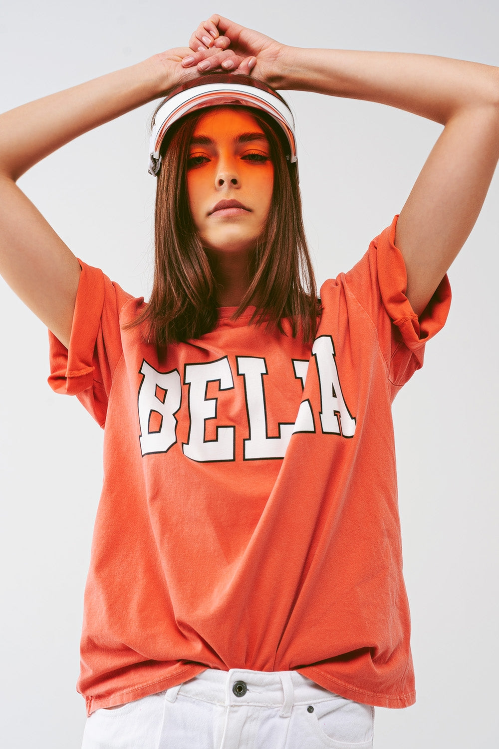 T-Shirt with Bella Text in orange - Szua Store