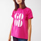 T-shirt With Good Vibes Text In Fuchsia - Szua Store