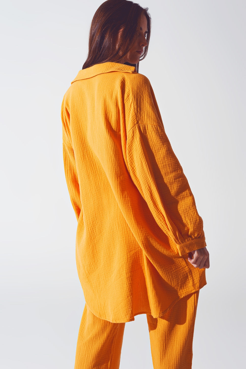 Textured Loose Fit Shirt in Orange - Szua Store