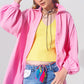 Q2 Textured Loose Fit Shirt in Pink