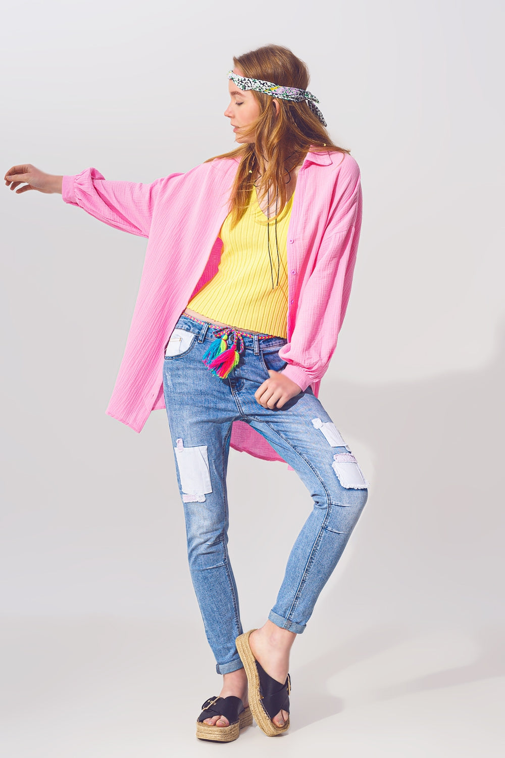Textured Loose Fit Shirt in Pink - Szua Store