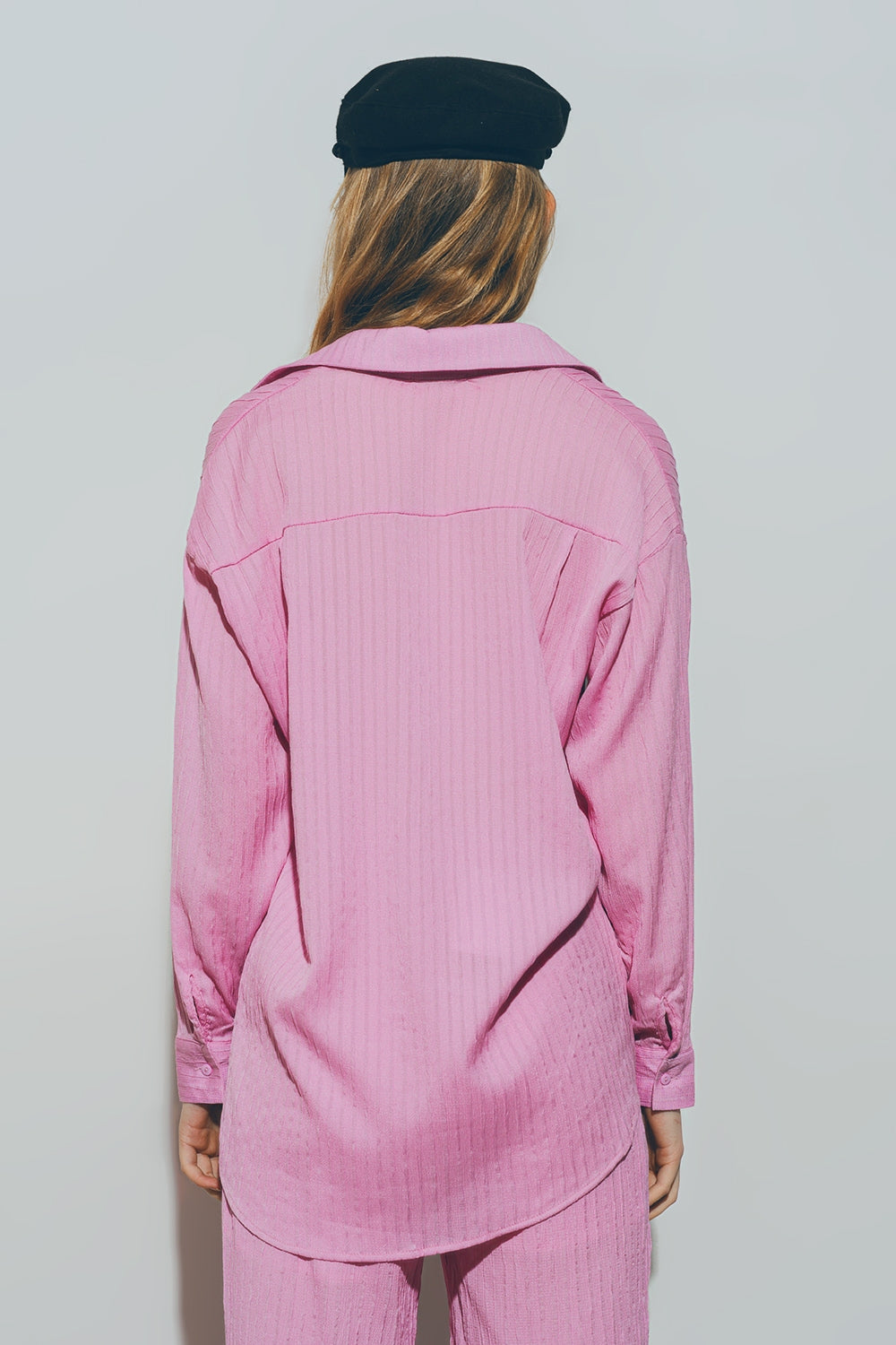 Textured Loose Shirt in Pink - Szua Store