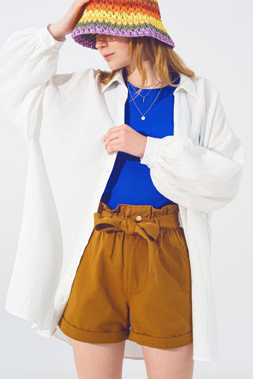 Q2 Textured Loose Shirt in White