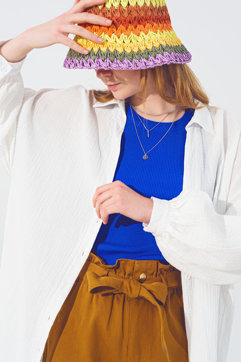 Textured Loose Shirt in White - Szua Store