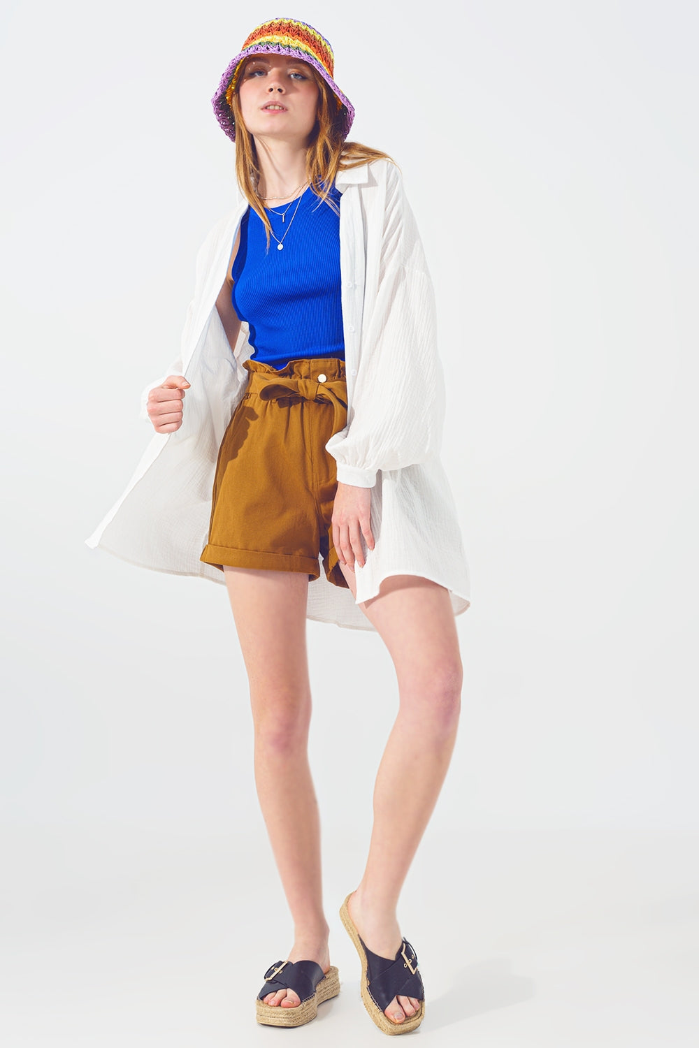 Textured Loose Shirt in White - Szua Store