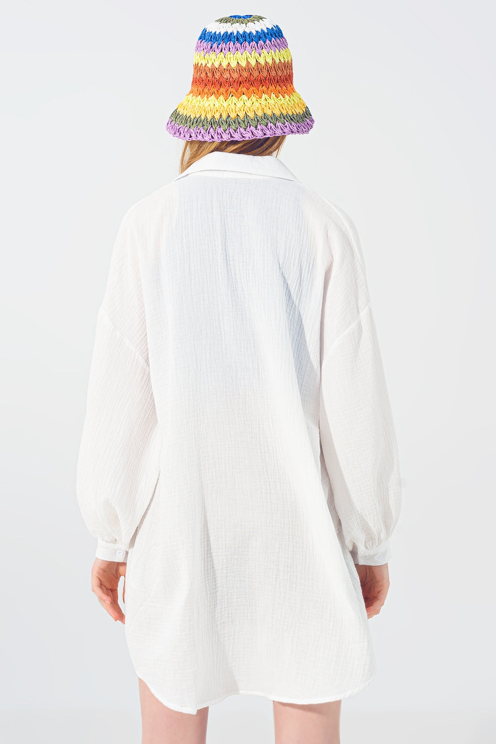 Textured Loose Shirt in White - Szua Store