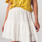 Textured Ruffle Mini Skirt in White - Szua Store