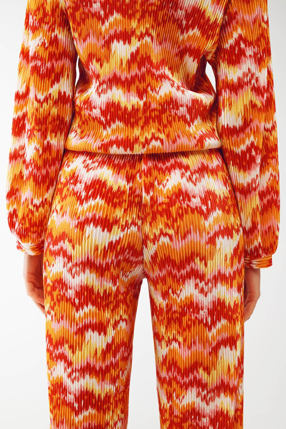 Textured Straight Leg Pants in Abstract Print - Szua Store