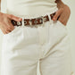 Q2 Thin brown leather belt with silver details