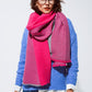 Q2 Thin scarf with mixed knits in shades of pink