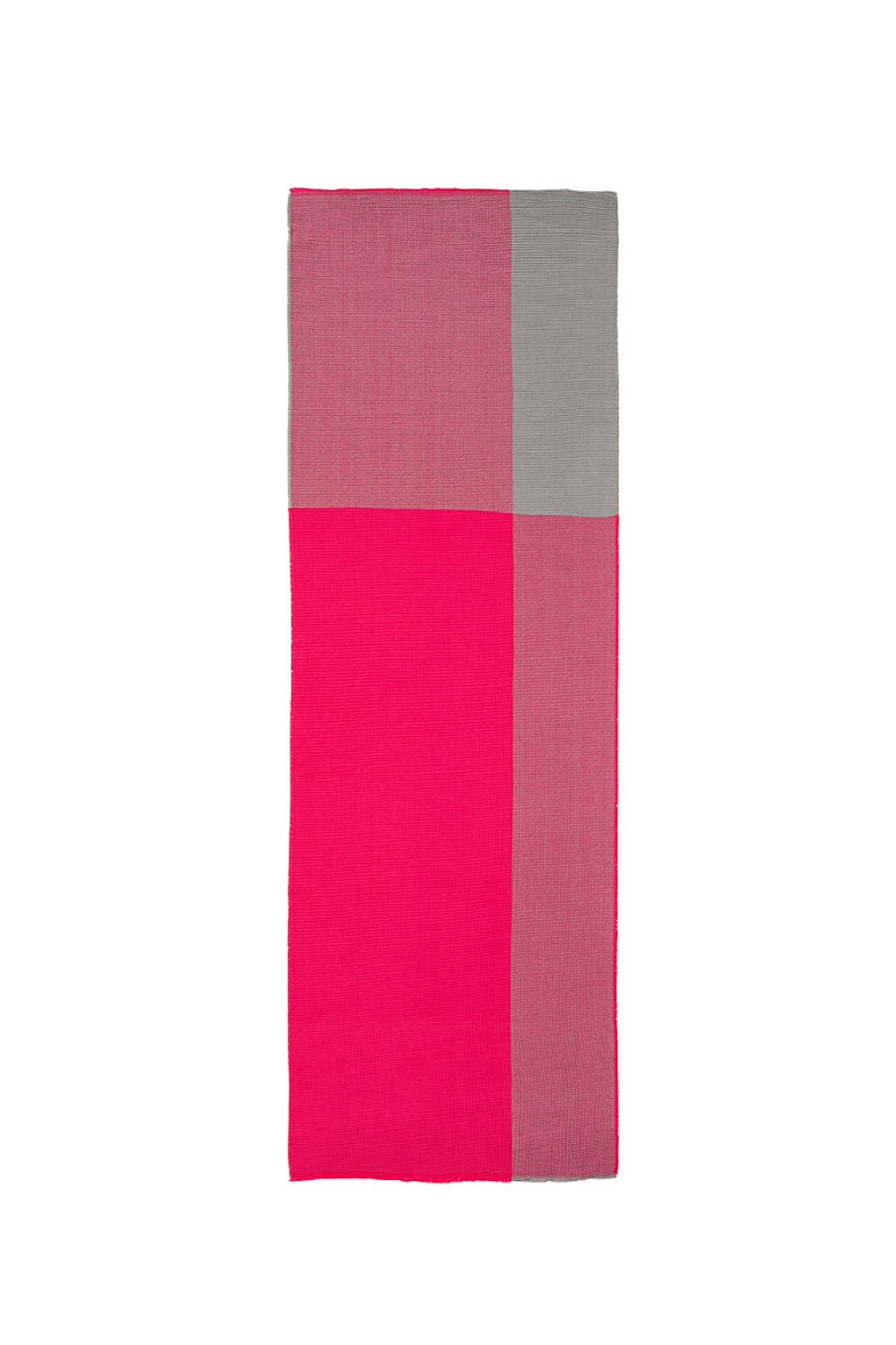 Thin scarf with mixed knits in shades of pink