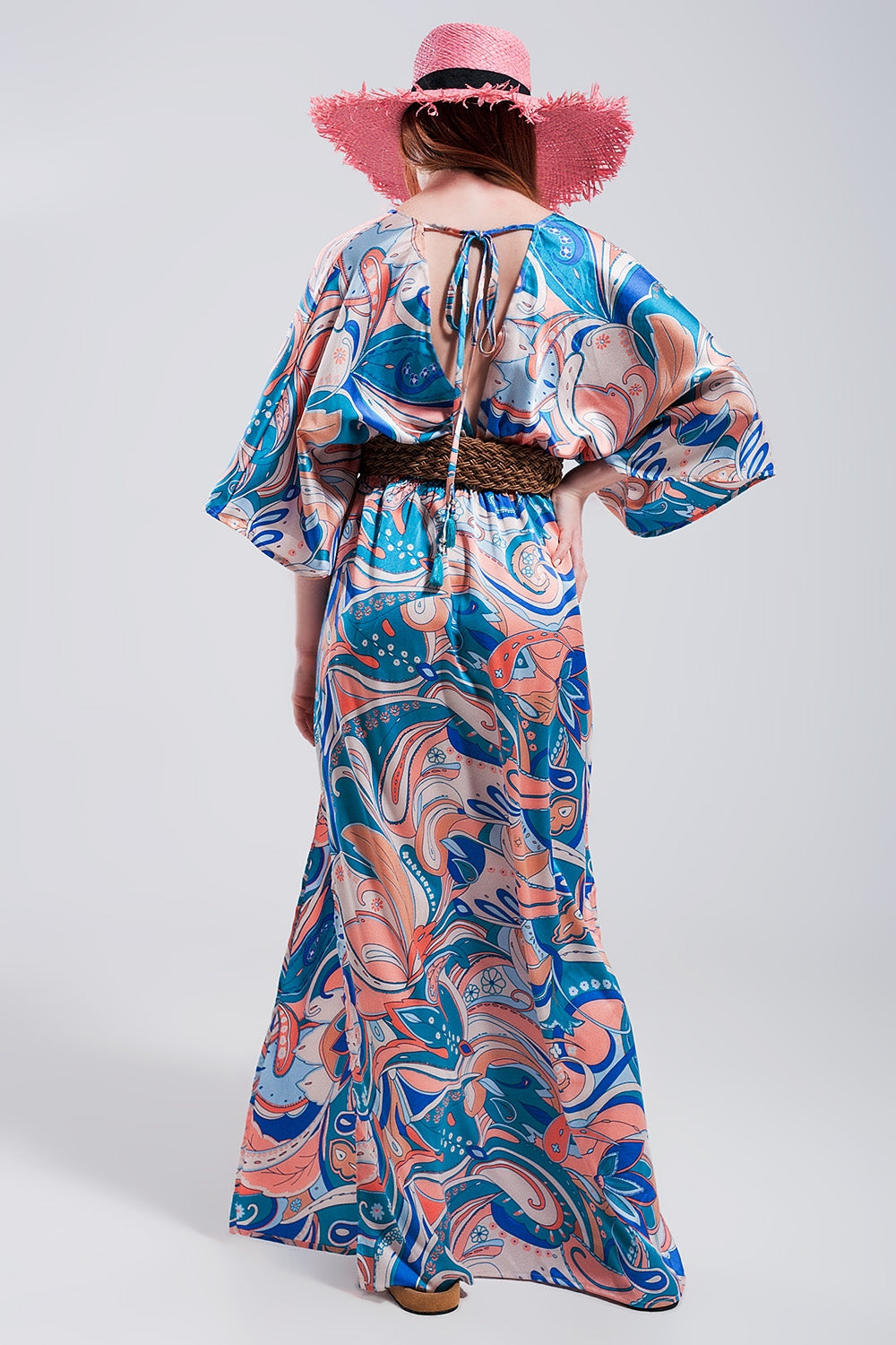 Tie back maxi dress in blue Szua Store