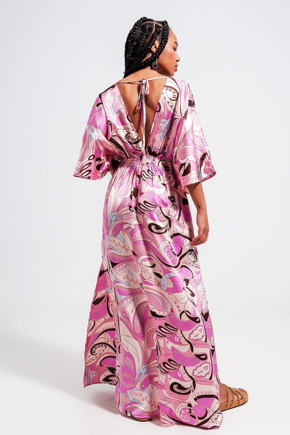 Tie back midi dress in pink Szua Store