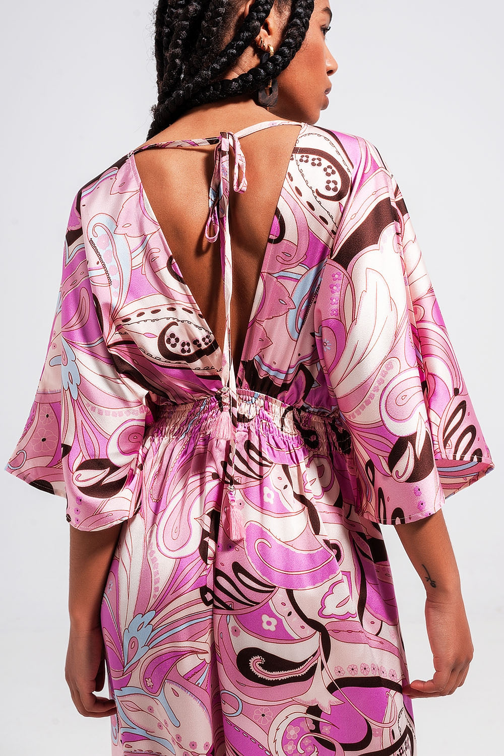 Tie back midi dress in pink Szua Store