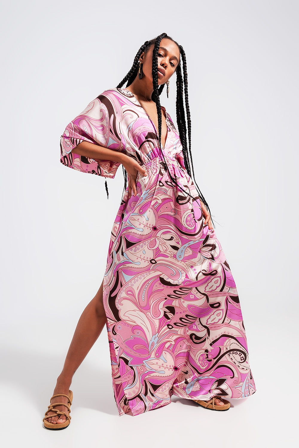 Tie back midi dress in pink Szua Store