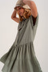 Tiered hem shirt dress in green Szua Store