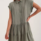 Tiered hem shirt dress in green Szua Store