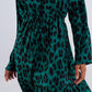 Tiered maxi dress in green animal print Szua Store