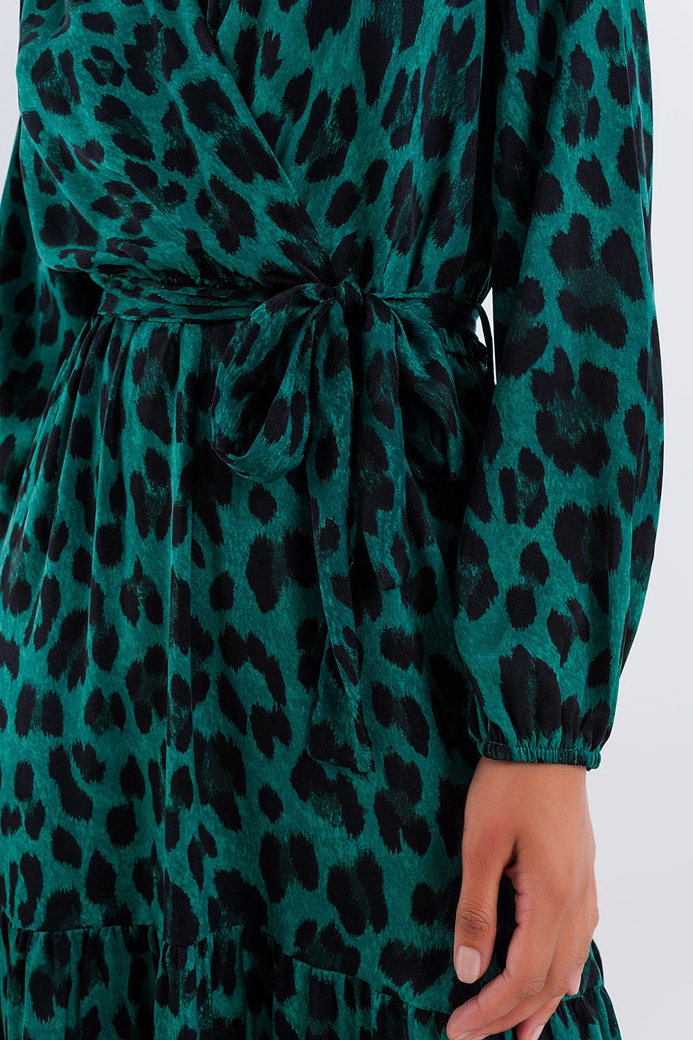 Tiered maxi dress in green animal print Szua Store