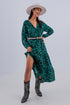 Tiered maxi wrap dress with long sleeve in green Szua Store