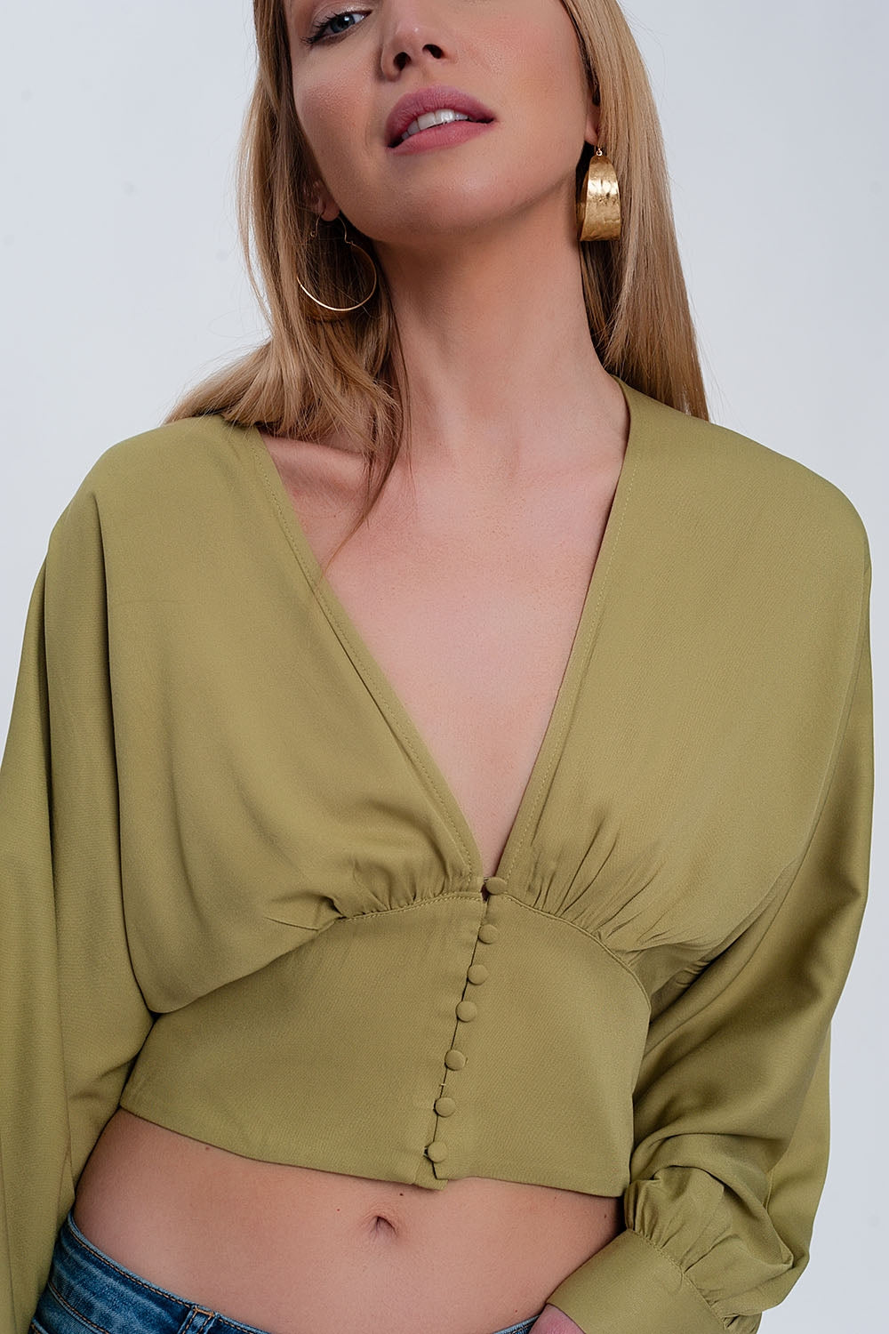 Top with puff sleeves in green Szua Store
