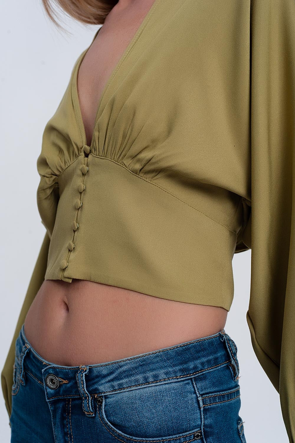Top with puff sleeves in green Szua Store