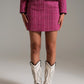 Q2 Tweed Basic Mini Skirt in Pink