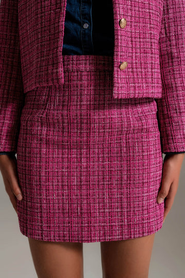 Tweed Basic Mini Skirt in Pink - Szua Store