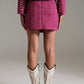 Tweed Basic Mini Skirt in Pink - Szua Store