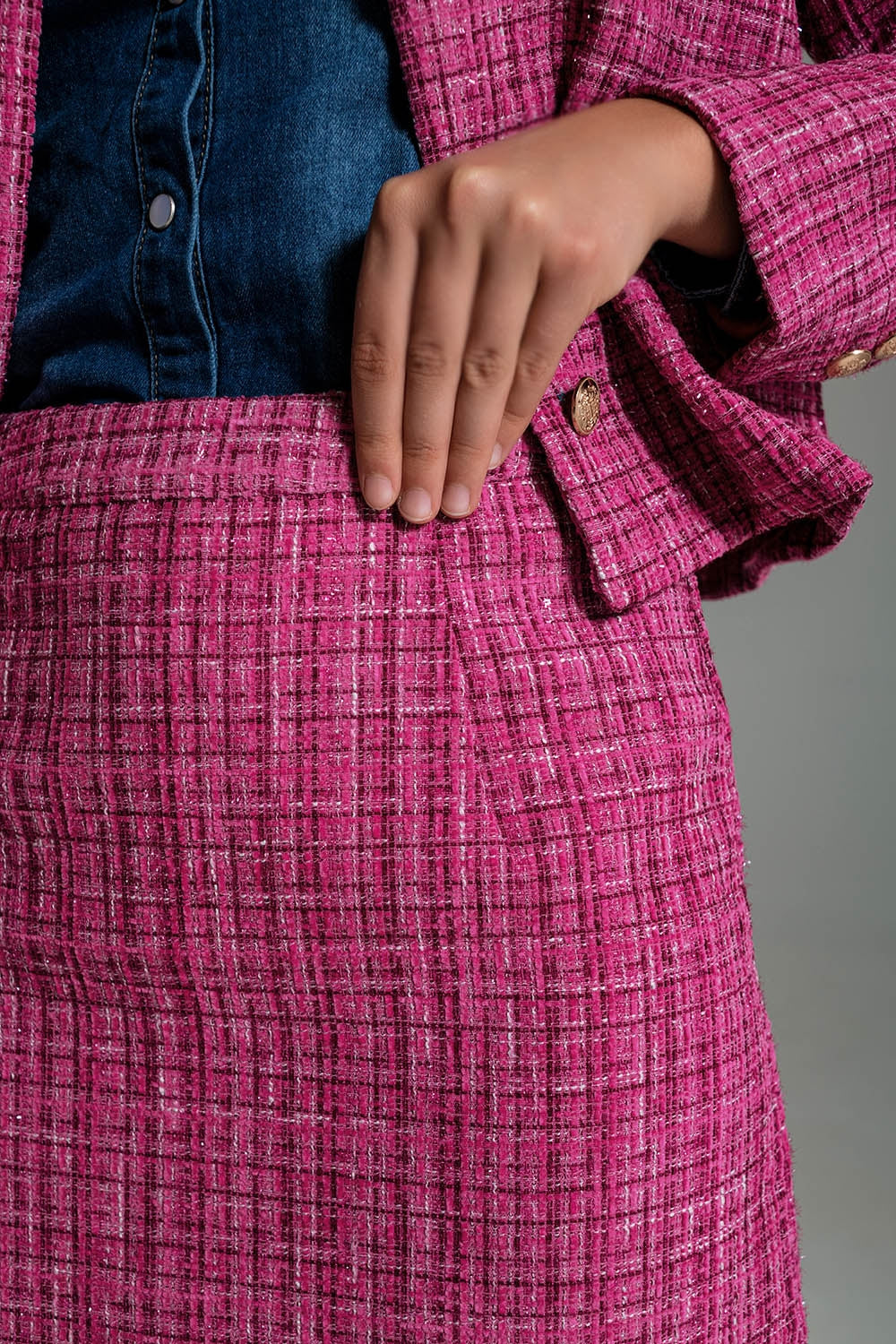 Tweed Basic Mini Skirt in Pink - Szua Store