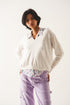 Q2 v neck fine knit sweater in cream