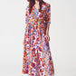 V Neck Midi Dress in Floral Print - Szua Store