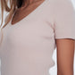 v neck short sleeve jumper in fine knit rib pink Szua Store