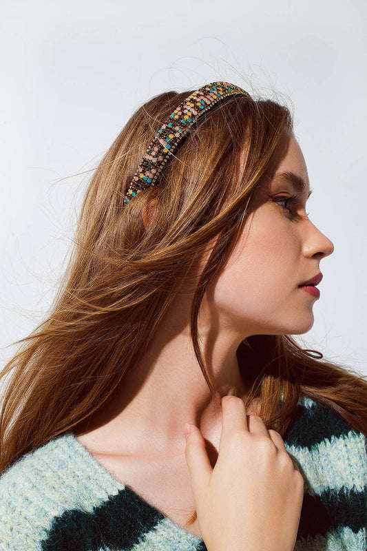 Velvet headband with rhinestone embellishments