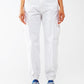 Q2 white cargo pants with elasticated waist and hem