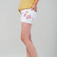 White denim shorts with embroidered flowers Szua Store