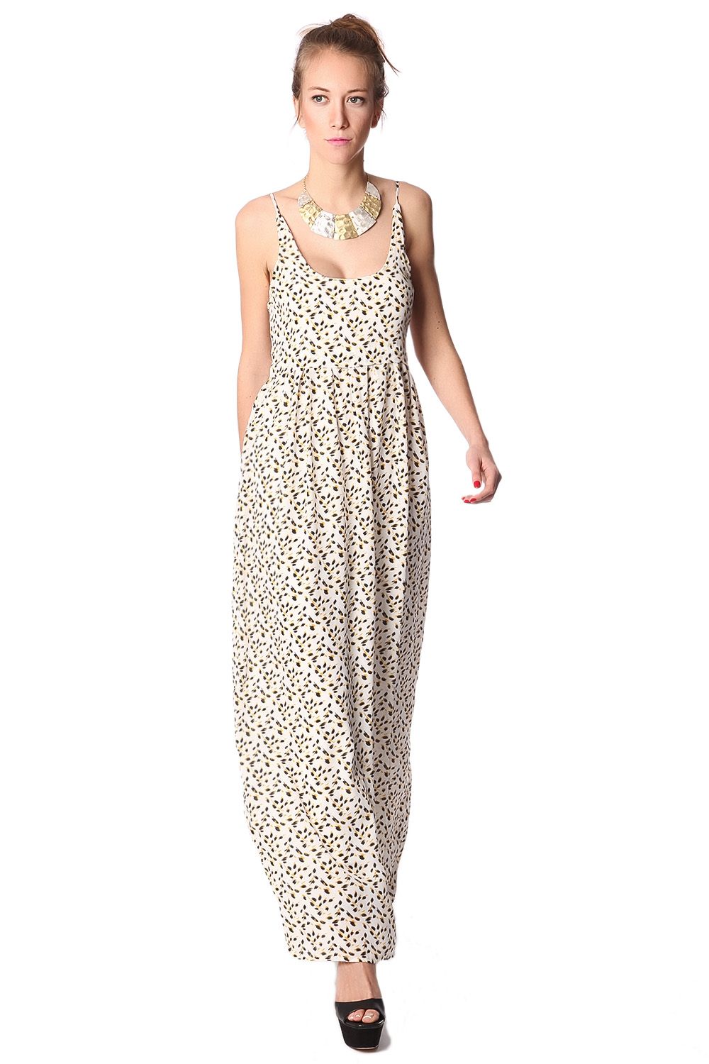 Q2 White printed strappy maxi dress