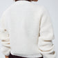 White Waffle Knit Cardigan With Embellished Pearls And Jewelled Buttons In White