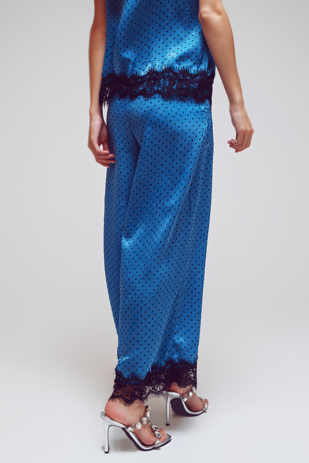 Wide Dotted Pants with Lace at the Hems - Szua Store