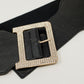 Wide elastic black belt with rhinestone details