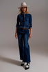 Wide Leg 70`s Jeans in Mid Wash Blue - Szua Store