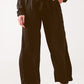 Wide leg belted pants in black Szua Store