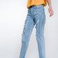 wide leg cropped raw hem jeans in blue colour Szua Store