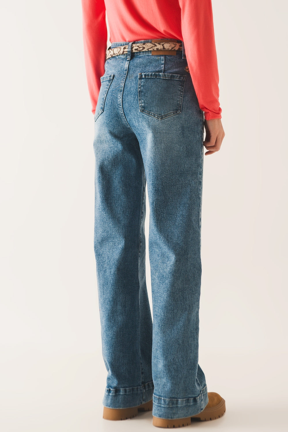 Wide leg jeans in midstone washed - Szua Store