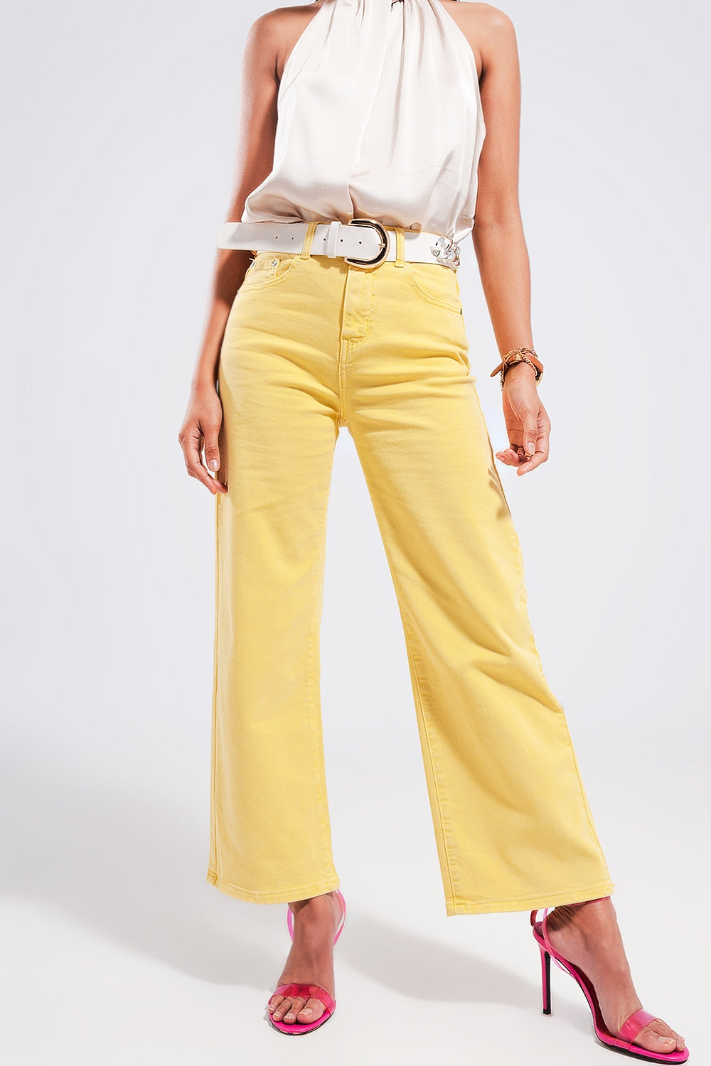 Wide leg jeans in sunshine yellow Szua Store